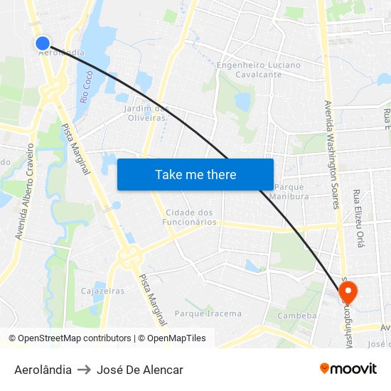 Aerolândia to José De Alencar map