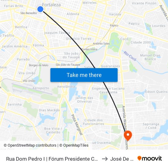 Rua Dom Pedro I | Fórum Presidente Castelo Branco - Centro to José De Alencar map