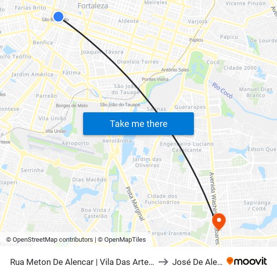 Rua Meton De Alencar | Vila Das Artes - Centro to José De Alencar map