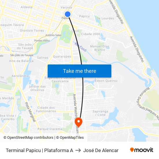 Terminal Papicu | Plataforma A to José De Alencar map