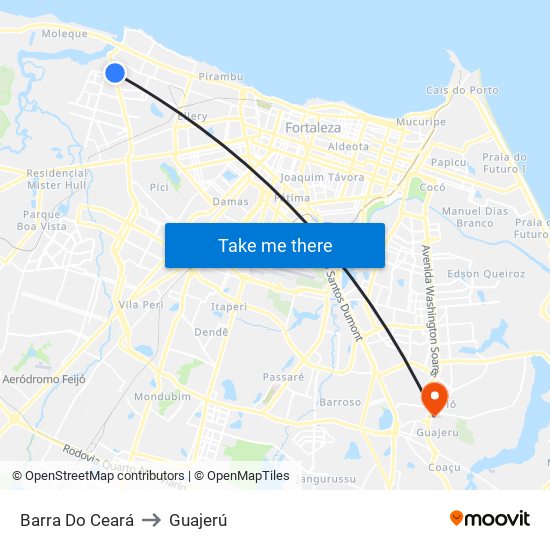 Barra Do Ceará to Guajerú map