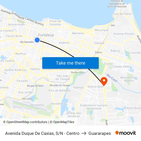 Avenida Duque De Caxias, S/N - Centro to Guararapes map