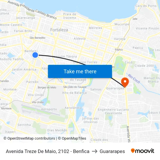 Avenida Treze De Maio, 2102 - Benfica to Guararapes map
