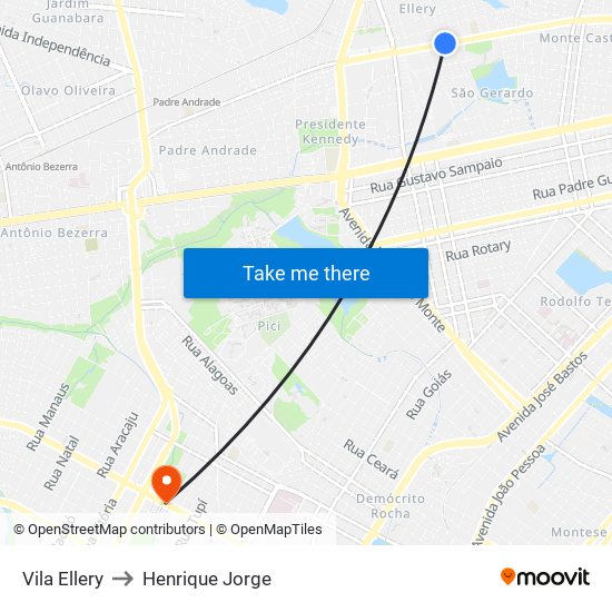 Vila Ellery to Henrique Jorge map