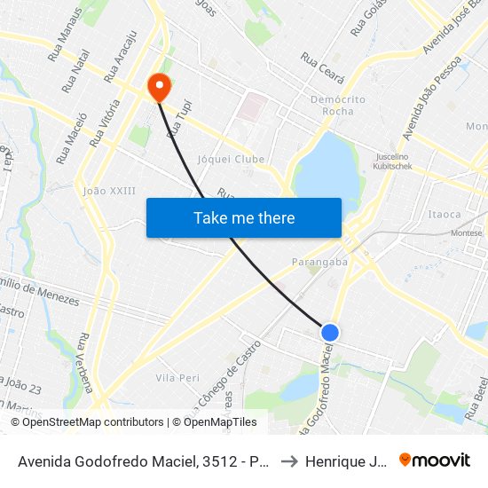 Avenida Godofredo Maciel, 3512 - Parangaba to Henrique Jorge map