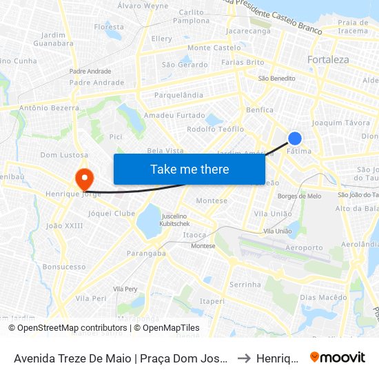 Avenida Treze De Maio | Praça Dom José Tupinambá Da Frota - Fátima to Henrique Jorge map