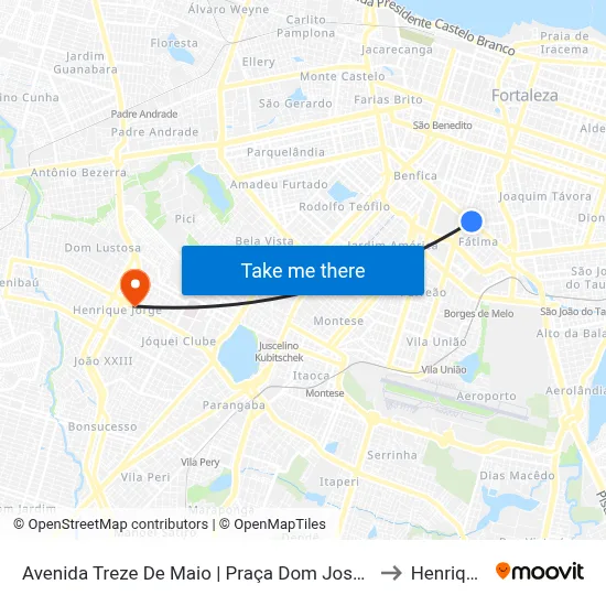 Avenida Treze De Maio | Praça Dom José Tupinambá Da Frota - Fátima to Henrique Jorge map