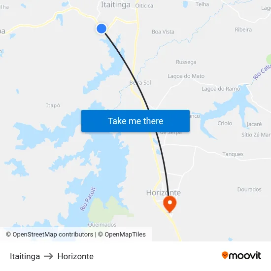 Itaitinga to Horizonte map