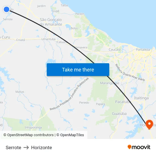 Serrote to Horizonte map