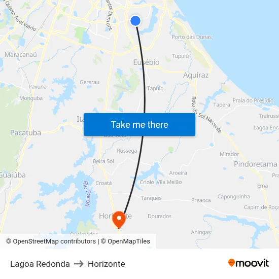 Lagoa Redonda to Horizonte map