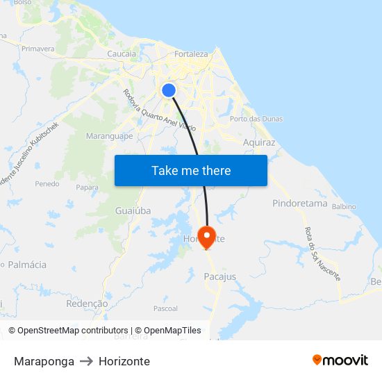 Maraponga to Horizonte map