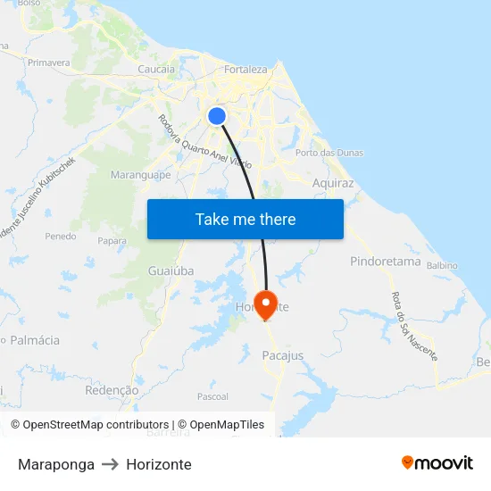 Maraponga to Horizonte map