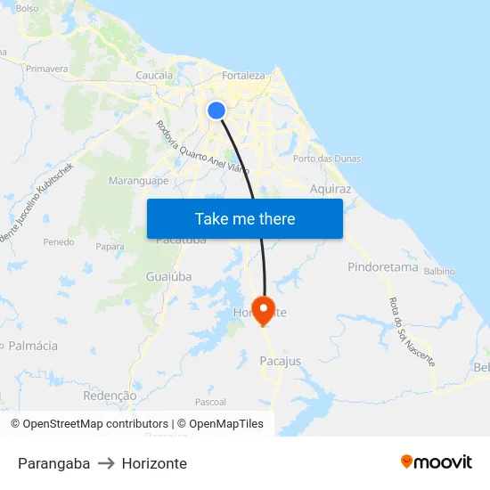 Parangaba to Horizonte map