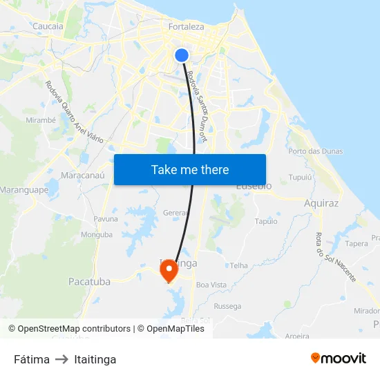 Fátima to Itaitinga map
