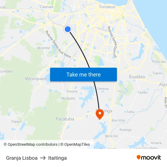 Granja Lisboa to Itaitinga map