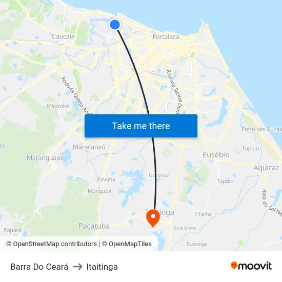 Barra Do Ceará to Itaitinga map