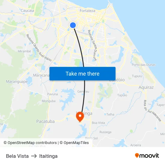 Bela Vista to Itaitinga map