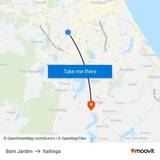 Bom Jardim to Itaitinga map