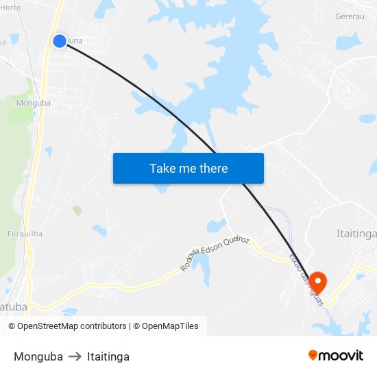 Monguba to Itaitinga map