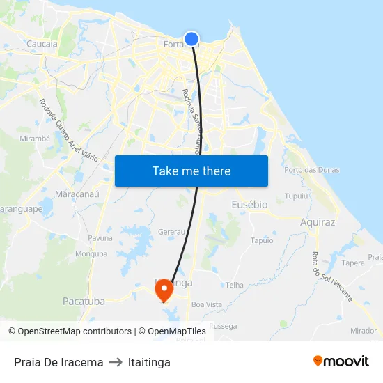 Praia De Iracema to Itaitinga map