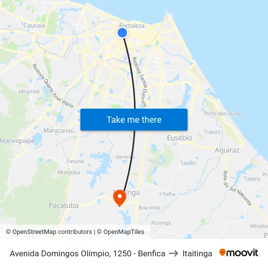 Avenida Domingos Olímpio, 1250 - Benfica to Itaitinga map