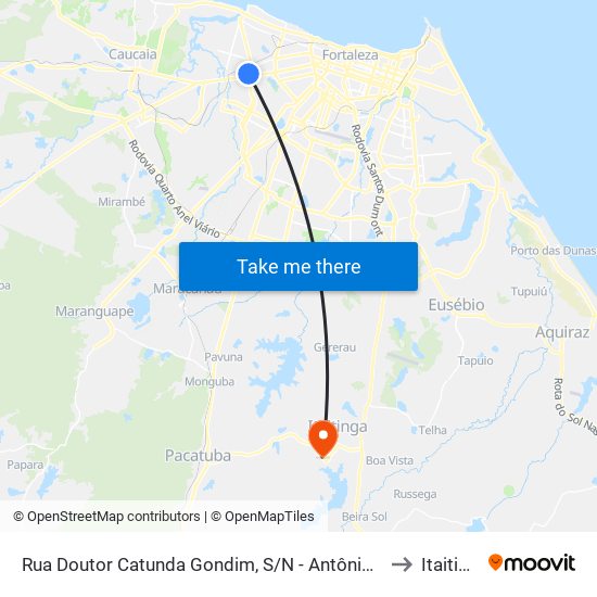 Rua Doutor Catunda Gondim, S/N - Antônio Bezerra to Itaitinga map
