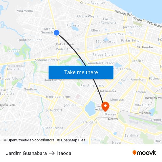 Jardim Guanabara to Itaoca map