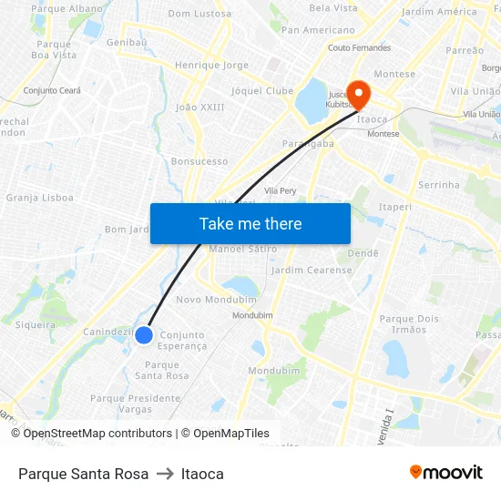 Parque Santa Rosa to Itaoca map