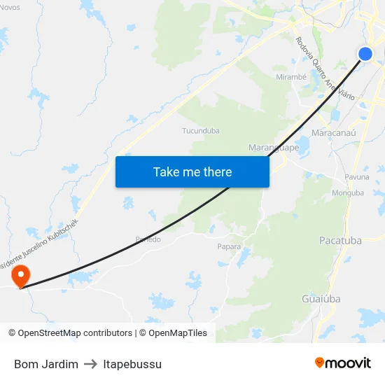 Bom Jardim to Itapebussu map
