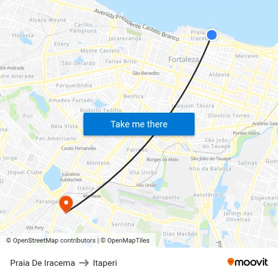 Praia De Iracema to Itaperi map