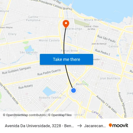 Avenida Da Universidade, 3228 - Benfica to Jacarecanga map