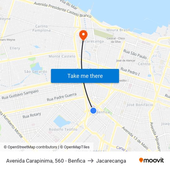 Avenida Carapinima, 560 - Benfica to Jacarecanga map