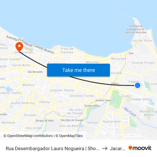 Rua Desembargador Lauro Nogueira | Shopping Riomar Fortaleza - Papicu to Jacarecanga map