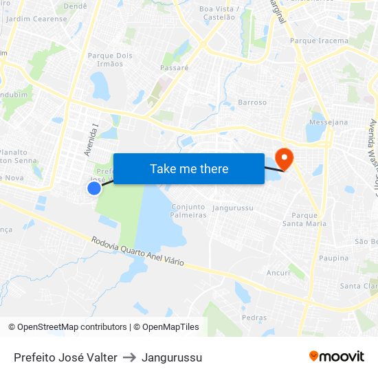 Prefeito José Valter to Jangurussu map