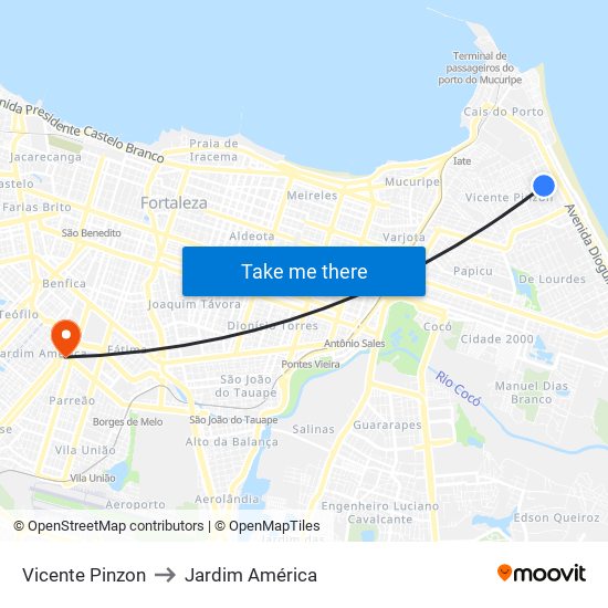 Vicente Pinzon to Jardim América map