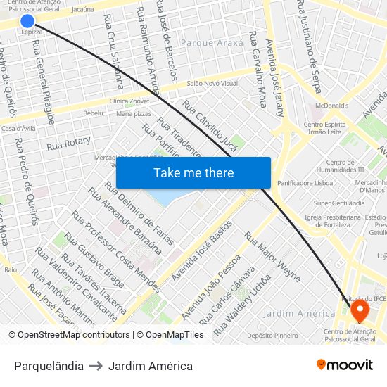 Parquelândia to Jardim América map