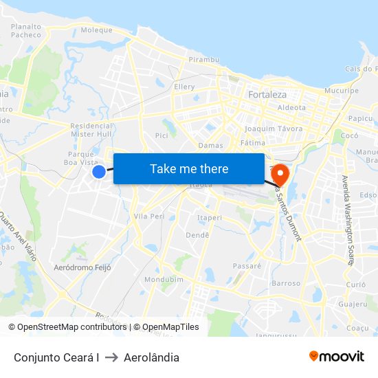 Conjunto Ceará I to Aerolândia map