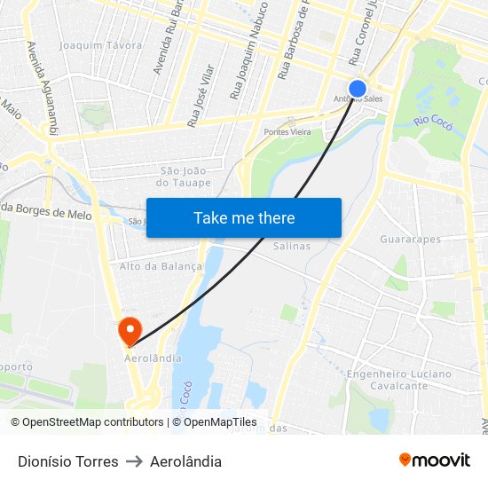 Dionísio Torres to Aerolândia map