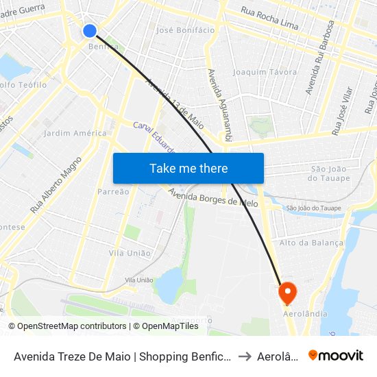 Avenida Treze De Maio | Shopping Benfica - Benfica to Aerolândia map