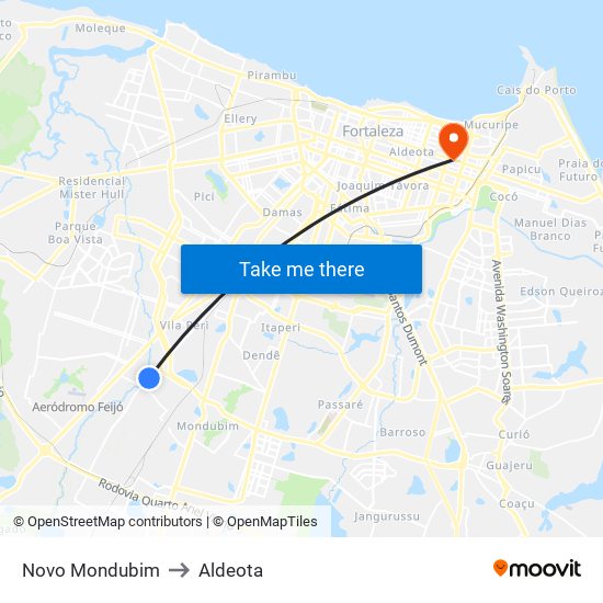 Novo Mondubim to Aldeota map