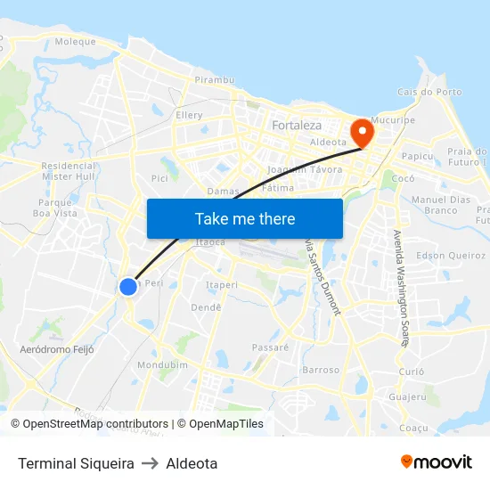 Terminal Siqueira to Aldeota map