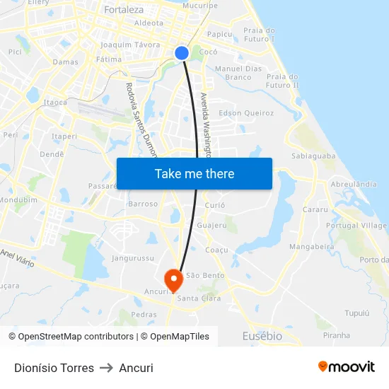 Dionísio Torres to Ancuri map