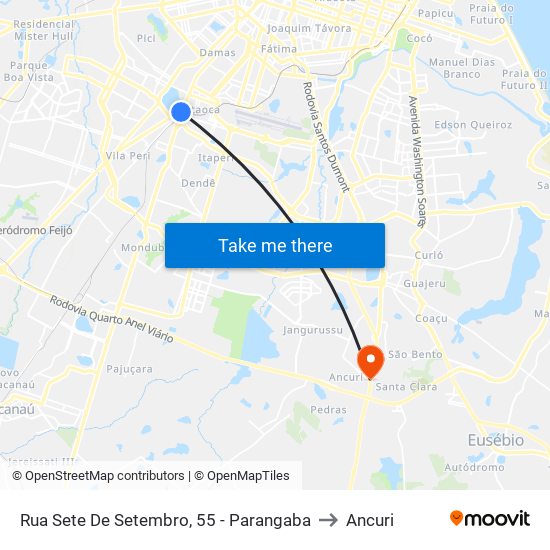 Rua Sete De Setembro, 55 - Parangaba to Ancuri map