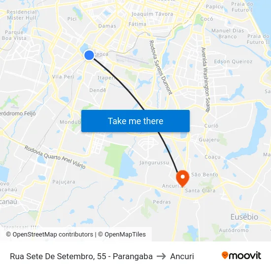 Rua Sete De Setembro, 55 - Parangaba to Ancuri map