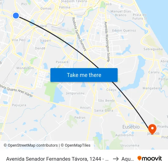 Avenida Senador Fernandes Távora, 1244 - Henrique Jorge to Aquiraz map