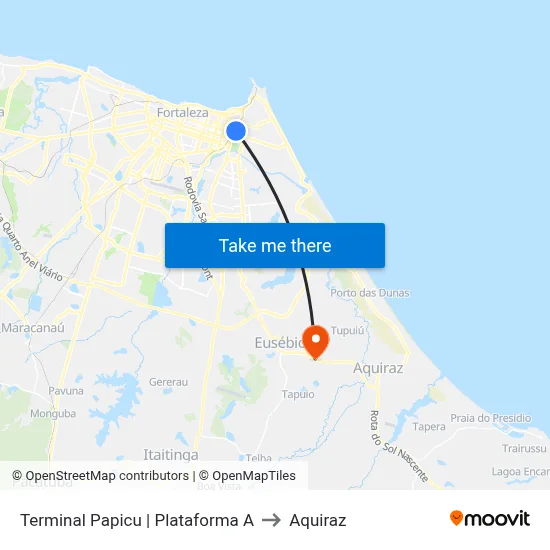Terminal Papicu | Plataforma A to Aquiraz map