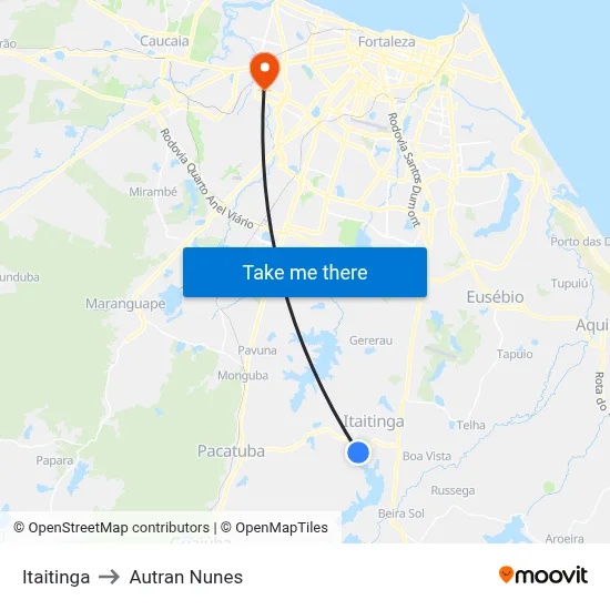 Itaitinga to Autran Nunes map
