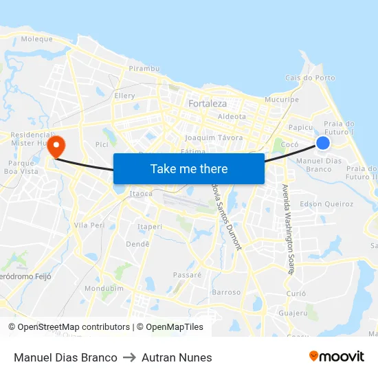 Manuel Dias Branco to Autran Nunes map