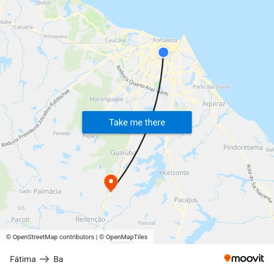 Fátima to Ba map
