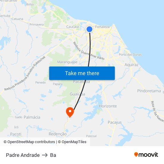 Padre Andrade to Ba map